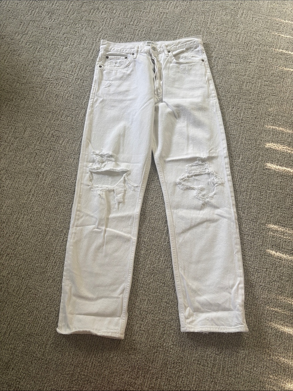 Agolde White Distressed 90s Jean
